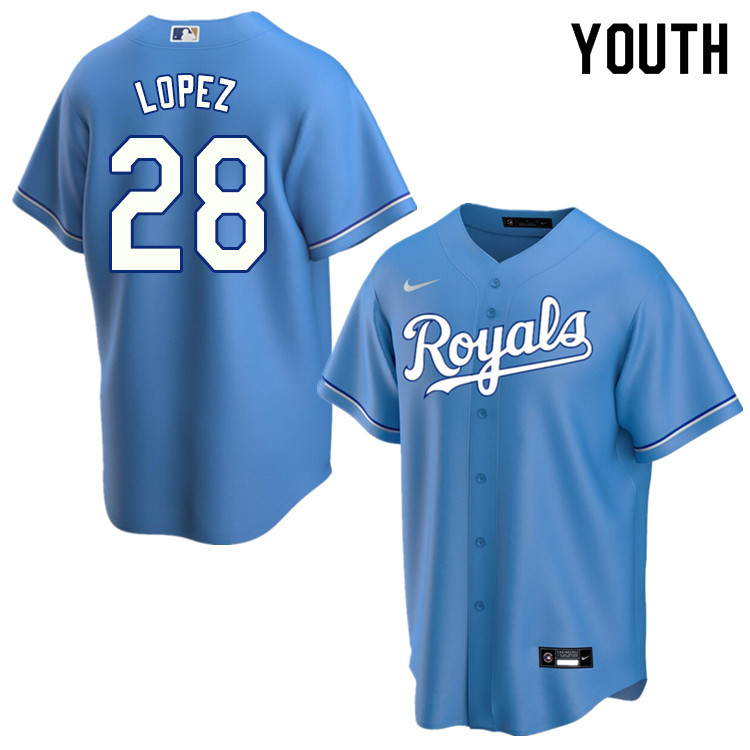 Nike Youth #28 Jorge Lopez Kansas City Royals Baseball Jerseys Sale-Light Blue